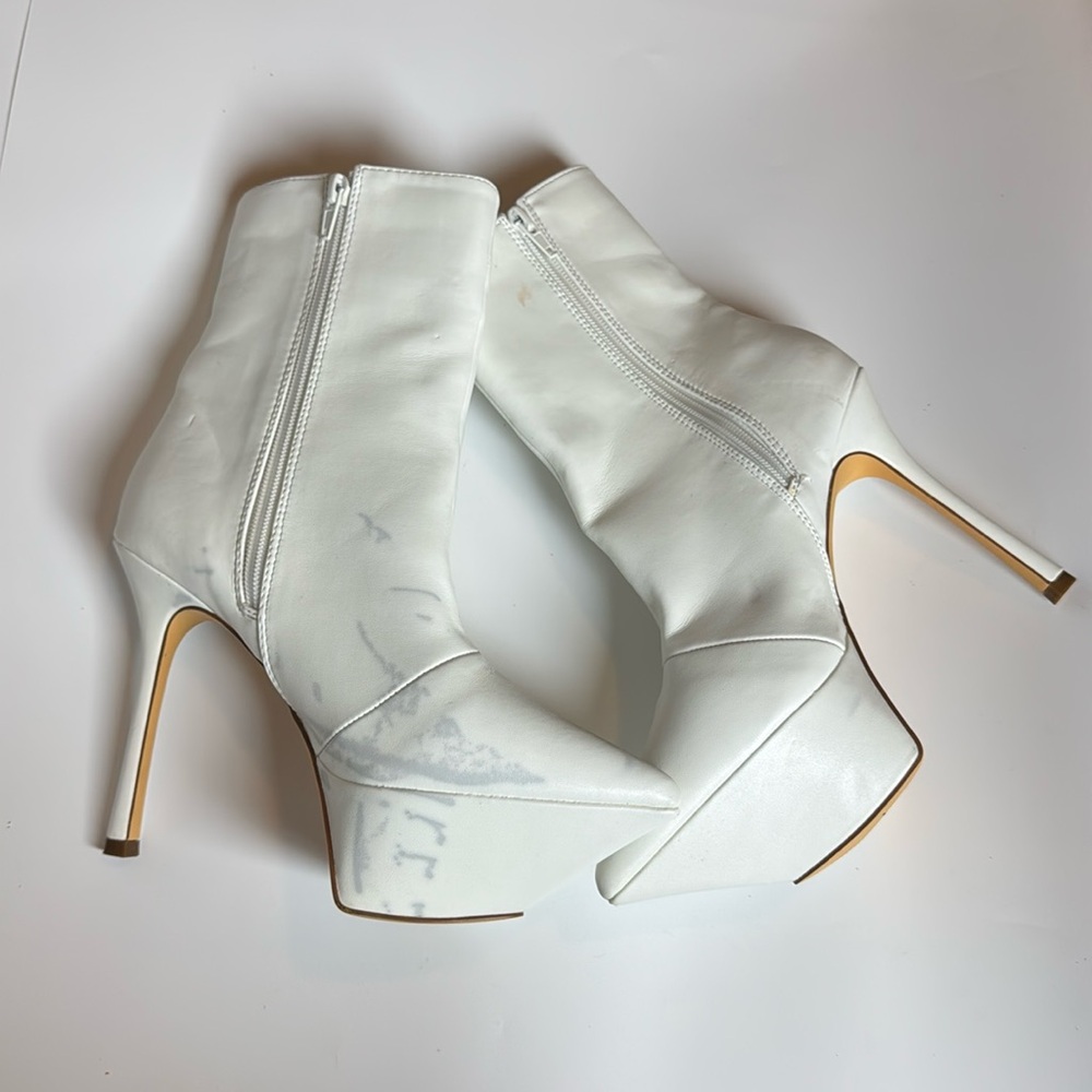 White heeled boots